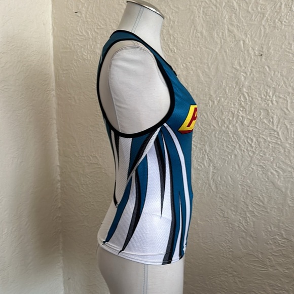 Sugio Powerbar Logo Teal Blue White Cycling Bike Jersey Sleeveless Tank Top S - Picture 6 of 6
